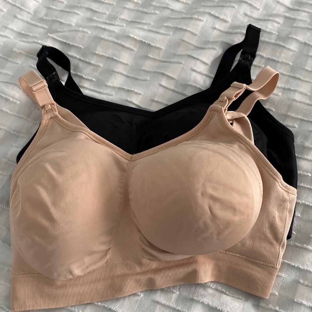 Bravado seamless silk nursing bras,black,nude, size large,may fit between 34-38D